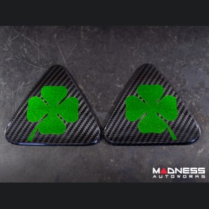  Alfa Romeo Giulia Quadrifoglio (QV) Fender Badge Cover Set - Carbon Fiber - Green Clover